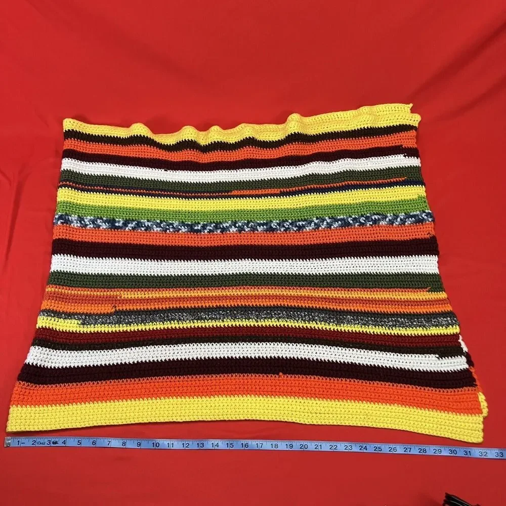 Vintage Granny Crochet Table Runner / Sofa‎ Throw Handmade Multicolor 65x25